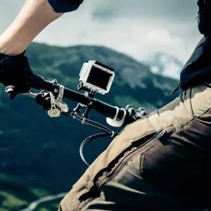 Action Camera Mounted on Mountain Bike.